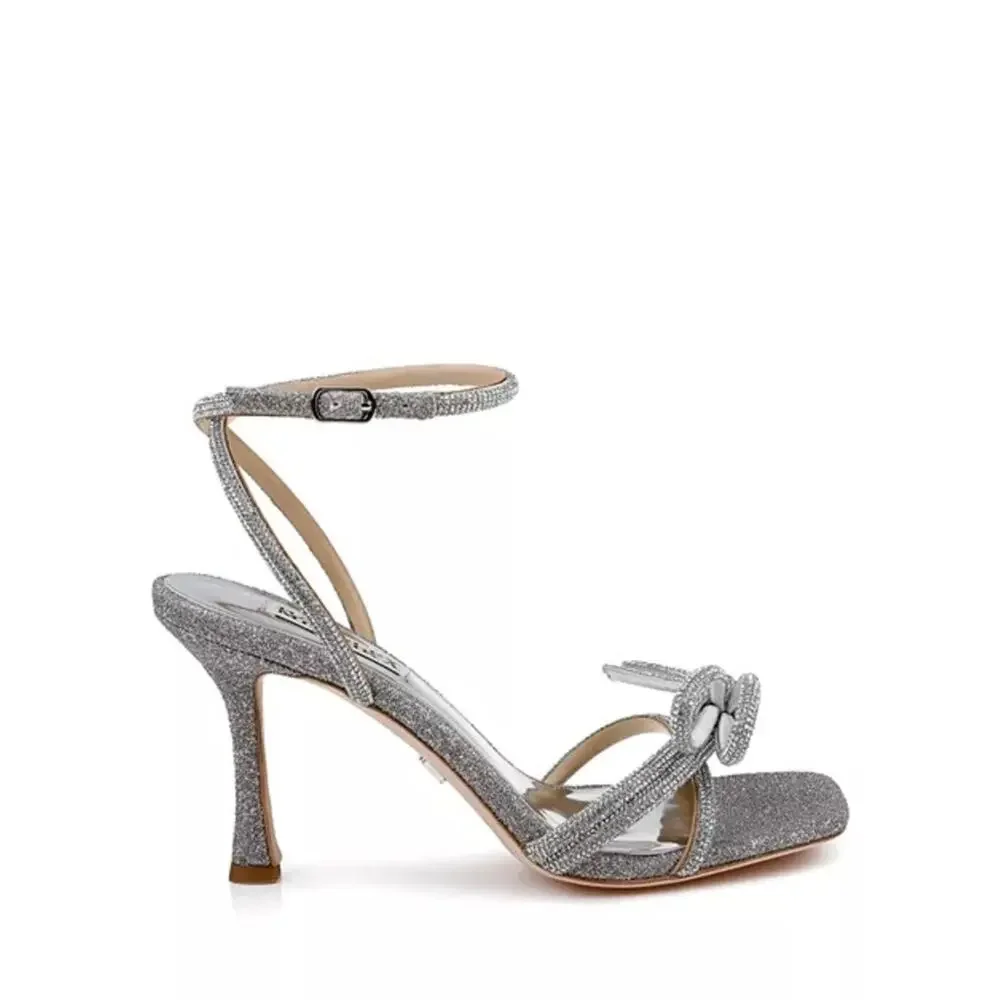 Badgley Mischka Effie Ankle Strap Sandal In Silver Glitter